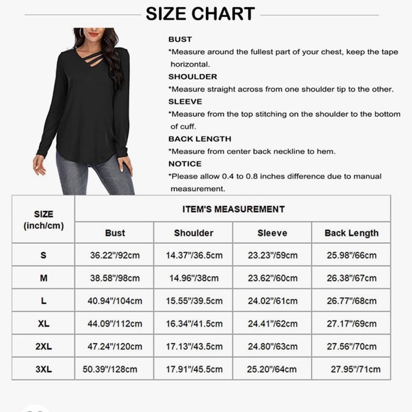 Beautiful woman long sleeve tops v neck loose fit - Picture 4 of 4